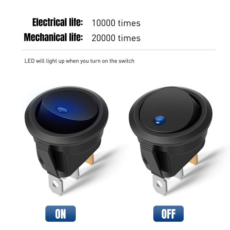 Nilight 12PCS 12V Blue Round Toggle LED Switch 20A 12V