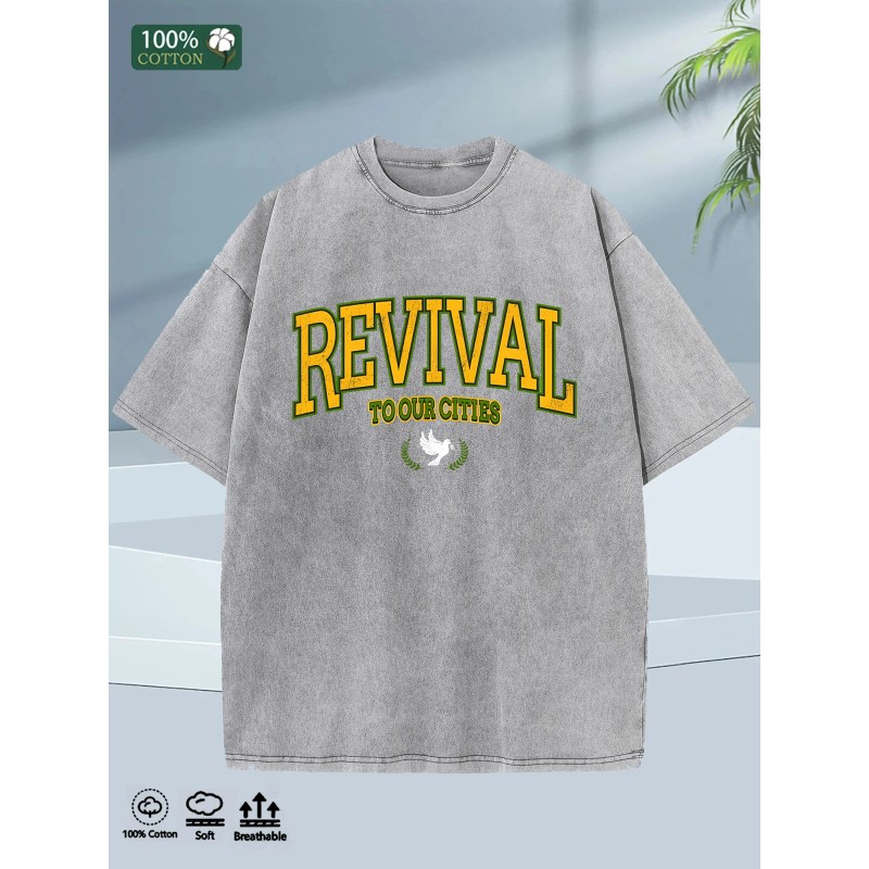 Mens Oversized Summer Washed Tee 100% Cotton 5 Colors Chicago