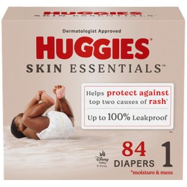 HUGGIES Huggies Size 1 Diapers, Skin Essentials Baby Diapers, Size 1 (8-14 lbs), 84 Count, Packaging May Vary