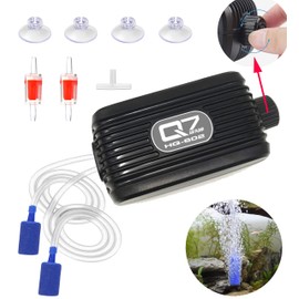 Aquarium Air Pump, Ultra Silent Fish Tank Air Pump with Dual Outlet Air Valve, Adjustable Oxygen Air Pump Fish Tank Bubbler with Accessories Check Valves Air Stones Silicone Tube up to 80 Gallon Tank