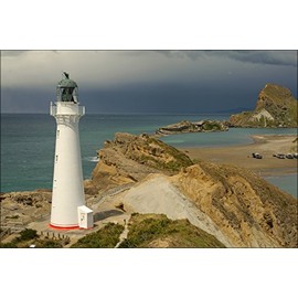 24"x36" Gallery Poster, Castlepoint Lighthouse from the north, with the lagoon and Castle Hill visible to the south