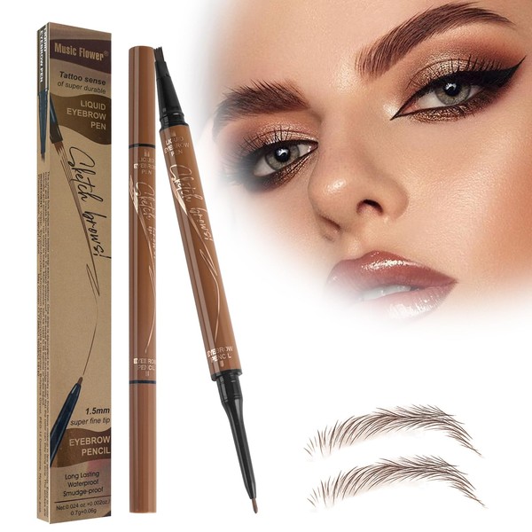 Wasserdichter 3D Augenbrauenstift mit 4 Gabelspitzen, 2024 Neuest Microblading Augenbrauen