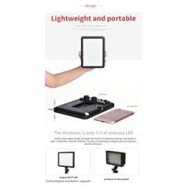 LEDP120C Ultra-thin 12W Dimmable LED Video Light Panel Fill-in On-camera Lamp 3200K-5600K Bi-color Temperature w/ Hot Shoe Adapter for Digital DSLR Camera Studio Photography