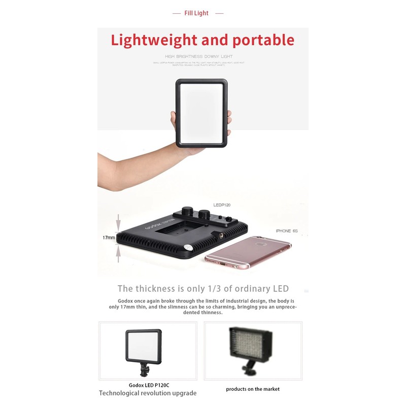 LEDP120C Ultra-thin 12W Dimmable LED Video Light Panel Fill-in On-camera