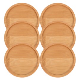 KALLORY 6pcs Mosaic Coasters Paw Print Coasters Glasses Coasters Round Cup Mat Decorative Coasters Table Protective Coasters Thick Coasters Round Coasters Bamboo Beige