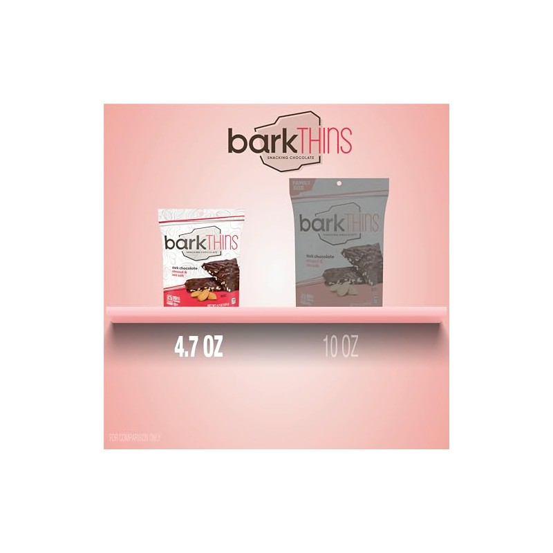 barkTHINS Dark Chocolate, Almond and Sea Salt Snacking Chocolate Bags,
