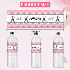 PH PandaHall Pack of 30 Water Bottle Labels Paris Tower Bottle Stickers Decorative Pink Bottle Packaging Waterproof Bottle Packaging for Water Labels for Birthday Parties