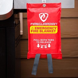 FireGuardian Emergency Fire Blanket for Small Area Fires - Woven Fiberglass Blanket Provides up to 900F Heat Resistance, 40" x 40"