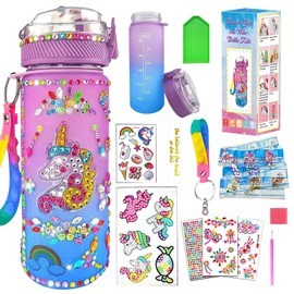 Decortus propios Kits de botellas de agua para niñas de edad 4-6-8-10, artesanías de pintura de diamantes de siren, artes divertidas y juguetes de regalos de artesanías para la Navidad cumpleaños de las niñas (unicorn)