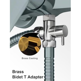 Bidet T Valve Adapter for Bidet with Shut-off Value for Toilet 7/8" x 7/8" x 1/2", T Adapters for Hand Held,Chrome Finish