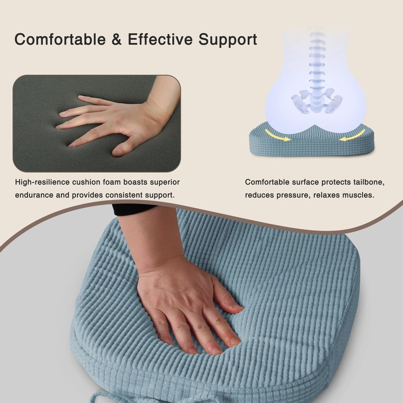 OVOV 14"x14" Chair Cushions with Ties and Washable Cover Set