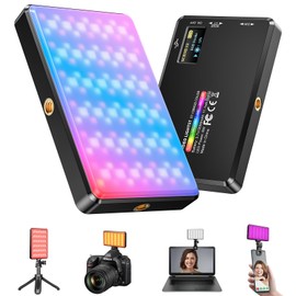 RGB Video Light, Starbea Selfie Light for Phone with Clip & Tripod, 360° Full-Color, 20 Light Effects, 2500K-9000K, 95+CRI, Photograph Lighting for Live Steaming/Party/YouTube/Tiktok/Video Recording