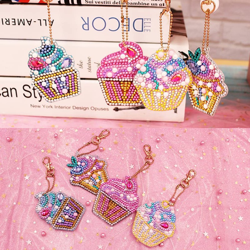 Samcos 5D Diamond Painting Keychain Ice Cream Kit Set of