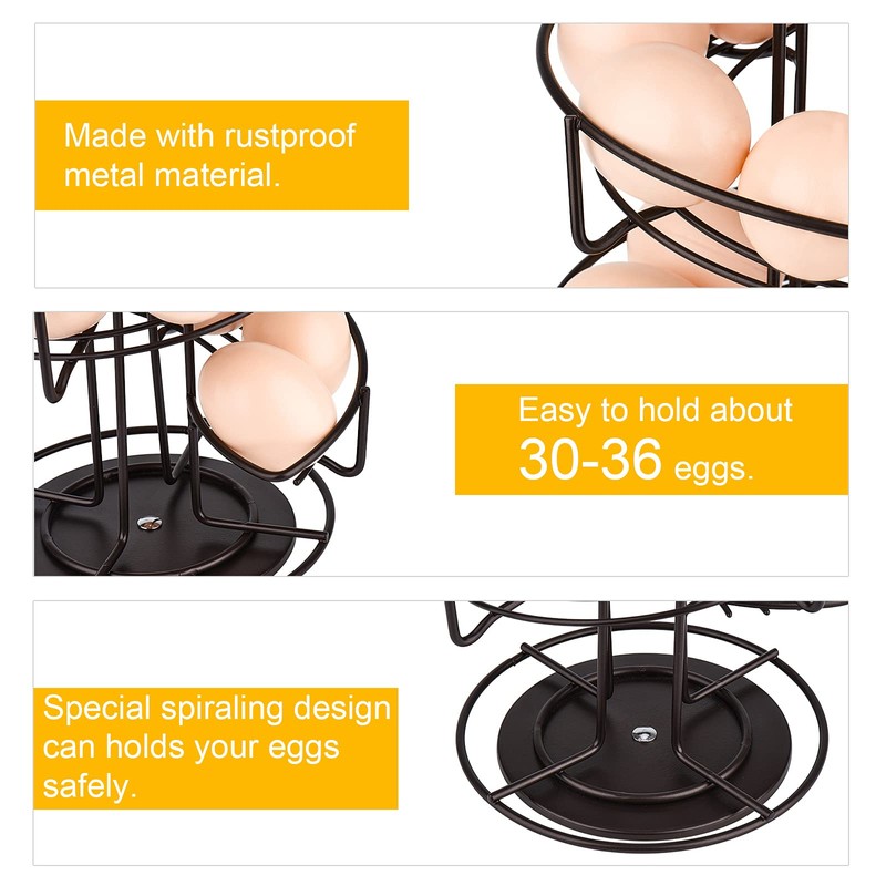 Toplife Spiral Design Metal Egg Skelter Dispenser Rack, Storage Display