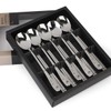 Golden Bell Flower and Butterfly Blue Laser Cutlery Set of