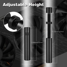 JIZZU GPU Holder Height-Adjustable, 2 Pieces Graphics Card Support, GPU Holder, Black Aluminium Graphics Card GPU Holder, 72 mm - 120 mm