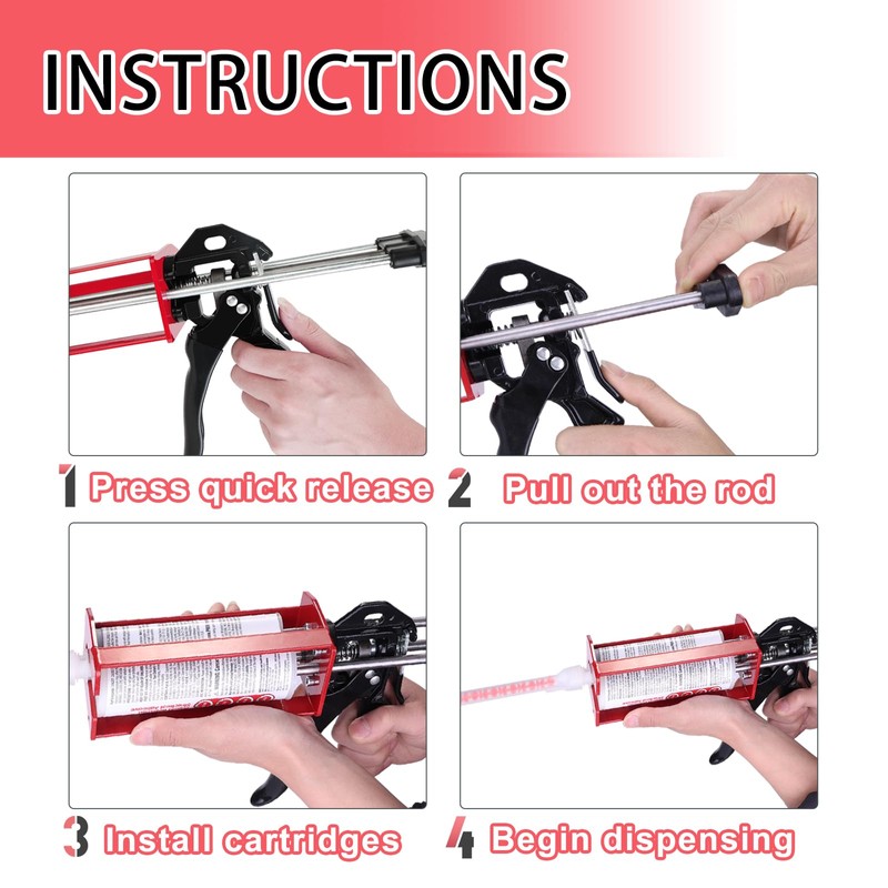 Dual Cartridge Epoxy Gun for 450mL, 600 mL, 650 mL