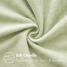 MIULEE Pack of 2 Spring Light Green Couch Throw Pillow Covers 20x20 Inch Soft Chenille Pillow Covers for Sofa Living Room Solid Dyed Pillow Cases