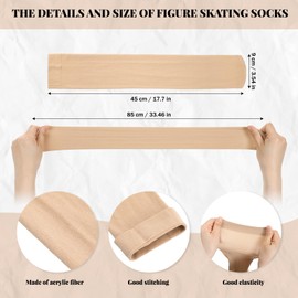 Toulite 12 Pairs Winter Figure Skating Socks for Women Men Kids Ice Skating Socks Solid Color Roller Skate Socks Dance Light Opaque Footed Skate Socks(Nude)