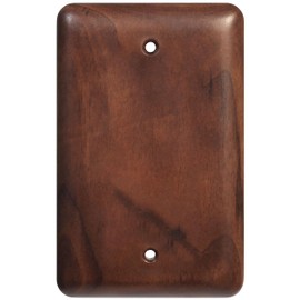 YDJSA Gloss Finish Blank Wall Plate Solid Wood 1-Gang Cover Plate in Premium North American Walnut