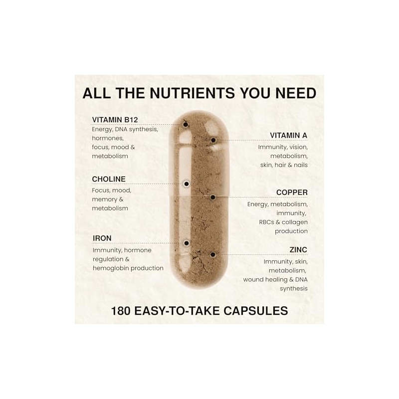 Grass Fed Beef Liver Capsules - 3X Pack, 180 x