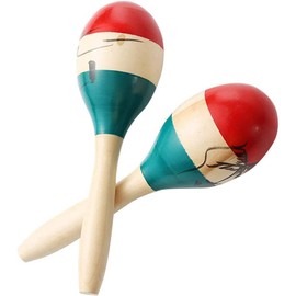 Performance Plus Large Maracas Puerto Rican Style, 10 1/2" Hand Painted Wood, Tapered Handle (MRC-1)