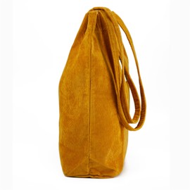 Corduroy Tote Bag Cute Tote Bags for Women Shoulder Bag with Inner Pocket for Work Beach Travel and Shopping Grocery (Autumn Leaves Yellow)