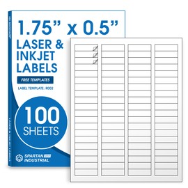 1 3/4" X 1/2" Matte White Return Address Labels Compatible with Inkjet and Laser Printers - 100 Sheets, 8000 Small Printable Stickers for Mailing, Barcodes, Organization - Spartan Industrial