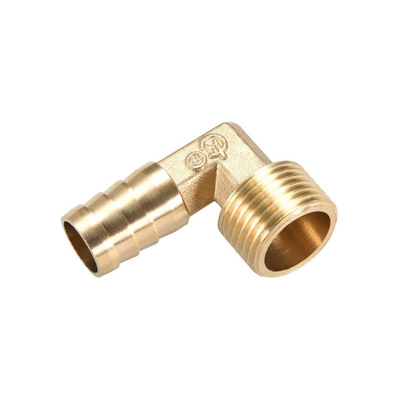 sourcing map Brass Barb Hose Fitting, 90 Degree Elbow 14mm
