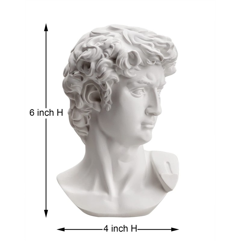 Waldosia 6 Inch Michelangelo's David Bust Statue (White)