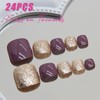 Boloshine Pack of 24 Artificial Toenails, Short, Square, Shiny Natural
