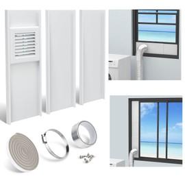 LBG Products Dryer Vent Window Kit with Weather-proof Louvered Vent Cover for 4" Diameter Dryer Vent Hose,Adjustable Window Seal Plates Kit for Sliding Windows and Hung Windows,Up to 47 inches