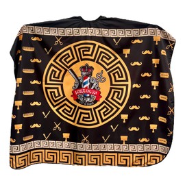 Gabri Professional Barber Cape Gown - Premium Hairdressing Cape for Hair Salon - Waterproof Hair Cutting Capes and Gowns for Barber Shops (Kingdom Pattern (Black & Yellow), 160cm (L) x 140cm (W))