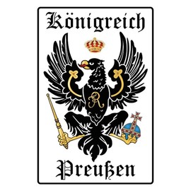 mrdeco Metal Sign 12 x 18 cm Domed Coat of Arms Flag Kingdom Prussia Tin Sign