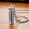 HannaFires Silver Tibetan Prayer Wheel - Spinning Buddhist Mantra Necklace,