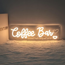 Coffee Bar Neon Sign with Timer Remote Dimmer, Warm White LED Coffee Light for Cafe Shop, Coffee Station Home Kitchen Coffee Bar Cart Event Area Party Gift for Coffee Lover Friends Family - Warm White 3