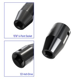 FOCMKEAS 2Pack 9/16 In. Shallow Impact Socket, 1/2-Inch Square Drive, 6-Point Stubby Socket, Imperial SAE, Heat Treated CR-V Steel Short Sockets, Black Phosphating, 1.5 Inch Length(9/16-Inch, 2PC)