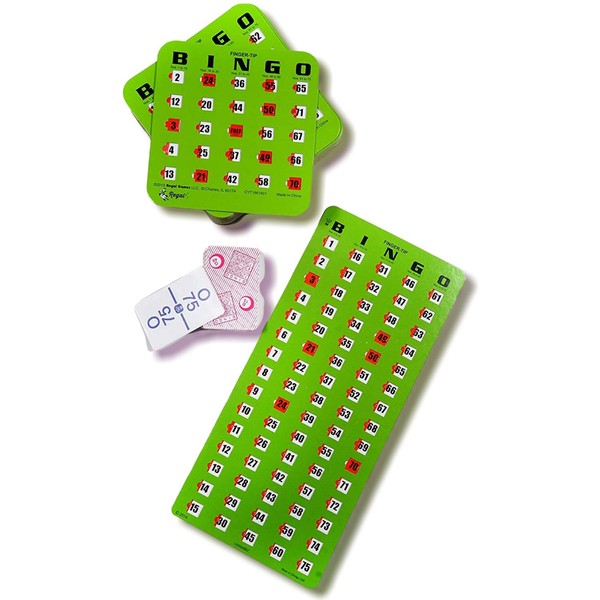 Regal Games - Standard Finger-Tip Shutter Slide Card Bingo Set with Master Board and Calling Cards - Green - 25 Standard Shutter Slide Cards