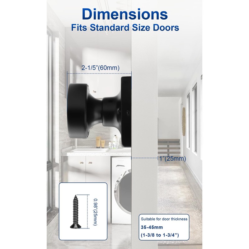 Probrico Bulk Dummy Door Knobs Interior 10 Pack, Matte Black