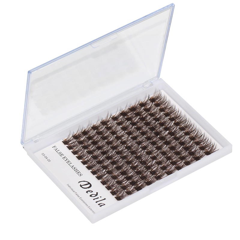 Dedila Brown Cluster DIY Eyelashes Extensions 120pcs Individual Wide Stem