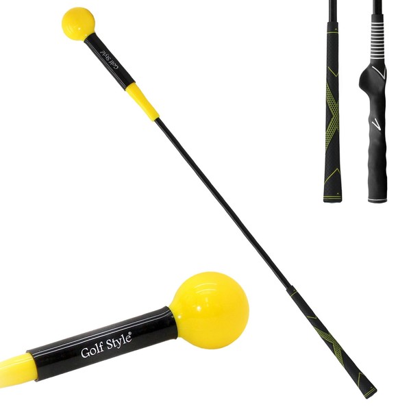 GolfStyle Golf Practice Equipment, Swing Trainer, Golf Training Equipment, Swing Practice, Swing, Golf Practice Equipment, Indoor, Outdoor, Barely Swing, Distance Grip, Single Item, 31.9 inches (81 cm) Size (Yellow/Regular Grip)