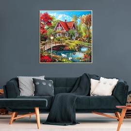 ARPADAMO Diamond Art Kits for Adults,5D Country Diamond Painting DIY Flower Diamond Art Diamond Painting Kits for Adult,Round Full Drill Diamonds, Diamond Art Kits for Home Decor-13.78x13.78inch