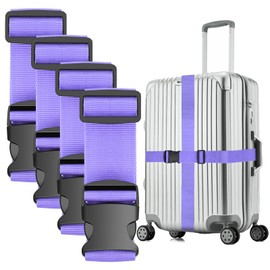 Ninmaofly 4 Pcs Luggage Straps, Adjustable Suitcase Straps, Heavy Duty Luggage Straps for Suitcase, Thickened Suitcases Strap Suitcase Belts, Travelling Luggage Accessories (Purple)