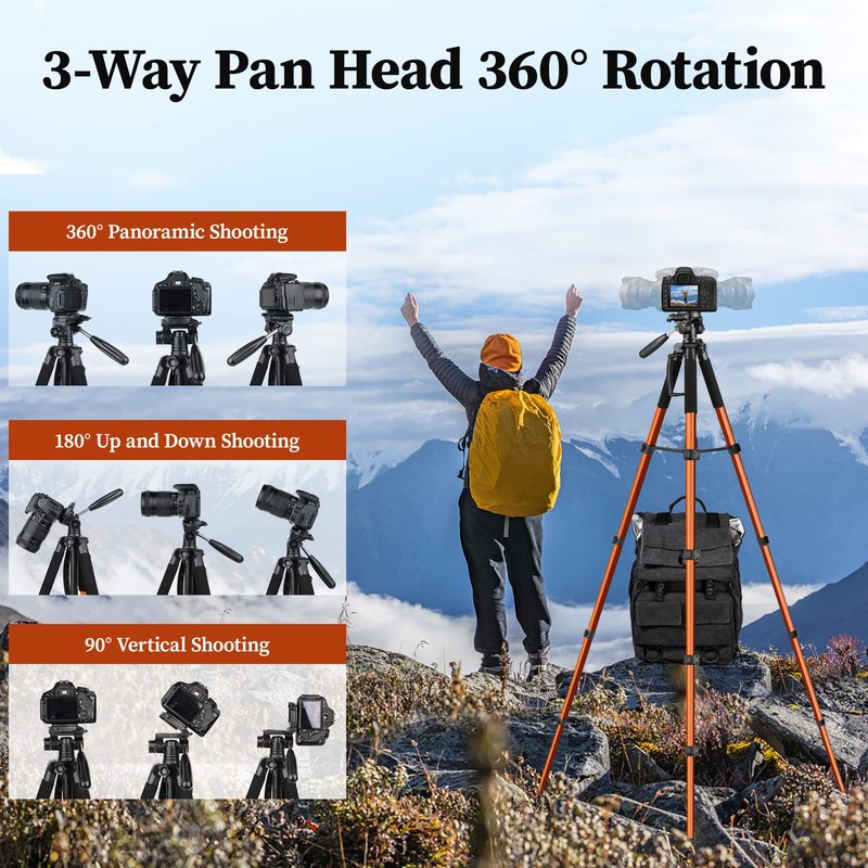 JOILCAN Tripod Camera Tripods, 74" Tripod for Camera Cell Phone