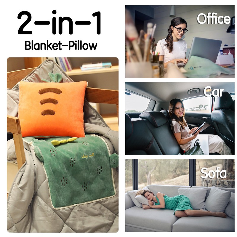2-in-1 Blanket Pillow Foldable Blanket Extend Throw Pillows for Home