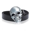 Laquest Men's Big Skull Buckle Leather Belt Metal Buckle Punk