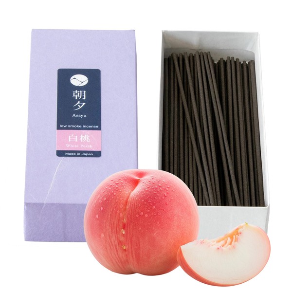 Asayu Japan Low Smoke Incense Sticks, Peach Scent, for Meditation