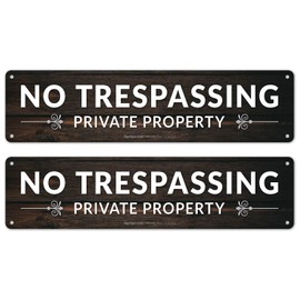 Private Property No Trespassing Sign, (2 Pack) Rectangle Brown Background Sign, 3x12 Inches, Rust Free .040 Aluminum, Fade Resistant, Indoor/Outdoor Use, Made in USA by Sigo Signs