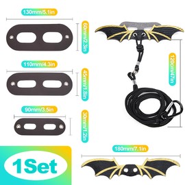 KornaDoz 3 Pack Bearded Dragon Harness and Leash Set, Adjustable Soft Leather Reptile Costume with Cool Wings for Lizards, Geckos, Chameleons, Iguanas, Small Pets, Outdoor Walking, Black