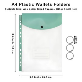 Plastic Wallets A4, 6 Pack Punched Pockets A4, Expandable Poly Pockets, Waterproof, Plastic Sleeves for Paper, Stationary Supplies for School, Office, Home (Top Open)
